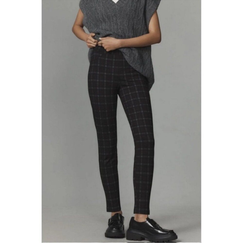 NWT Sanctuary x Anthropologie Black Plaid Pants in Black Motif Size Small